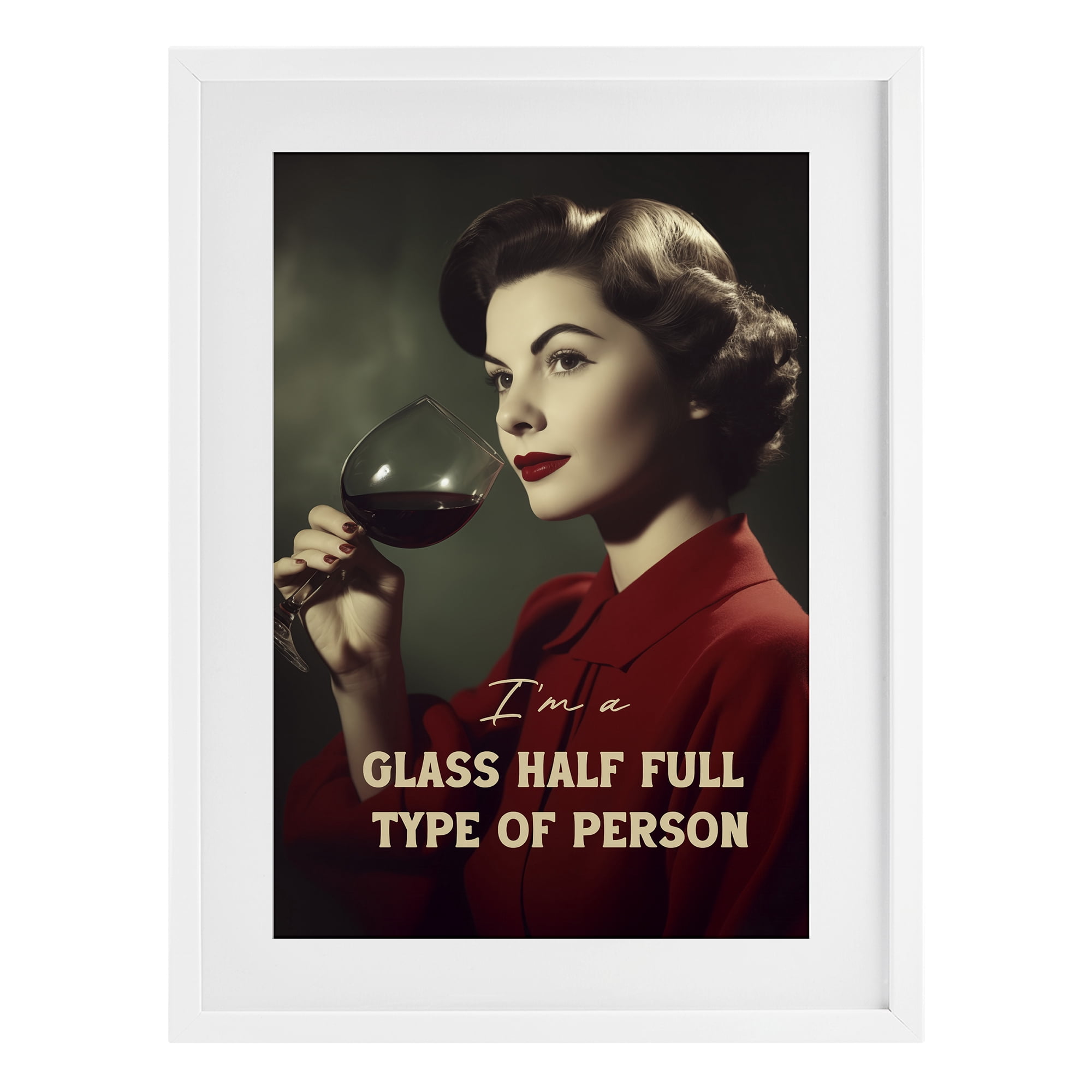 Stupell Industries Glass Half Full Person White Framed Print Under Glass, design by Andreas Magnusson