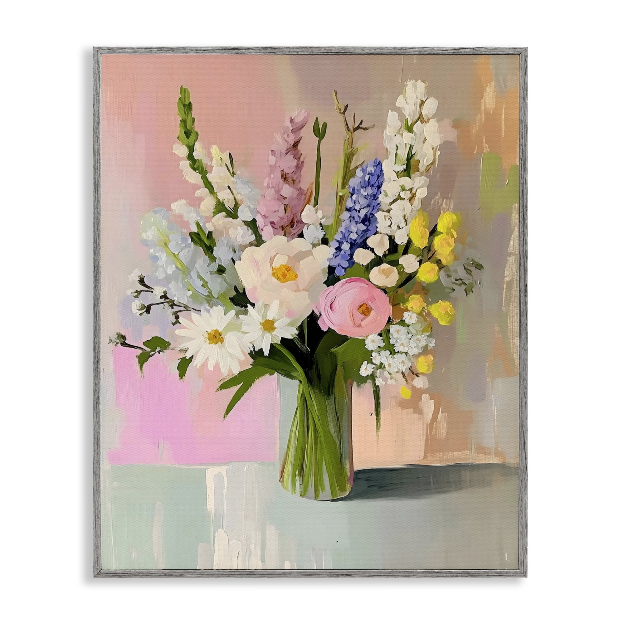 Stupell Industries Glass Vase with Spring Blooms Gray Framed Giclee Art, design by The Prints Vibe