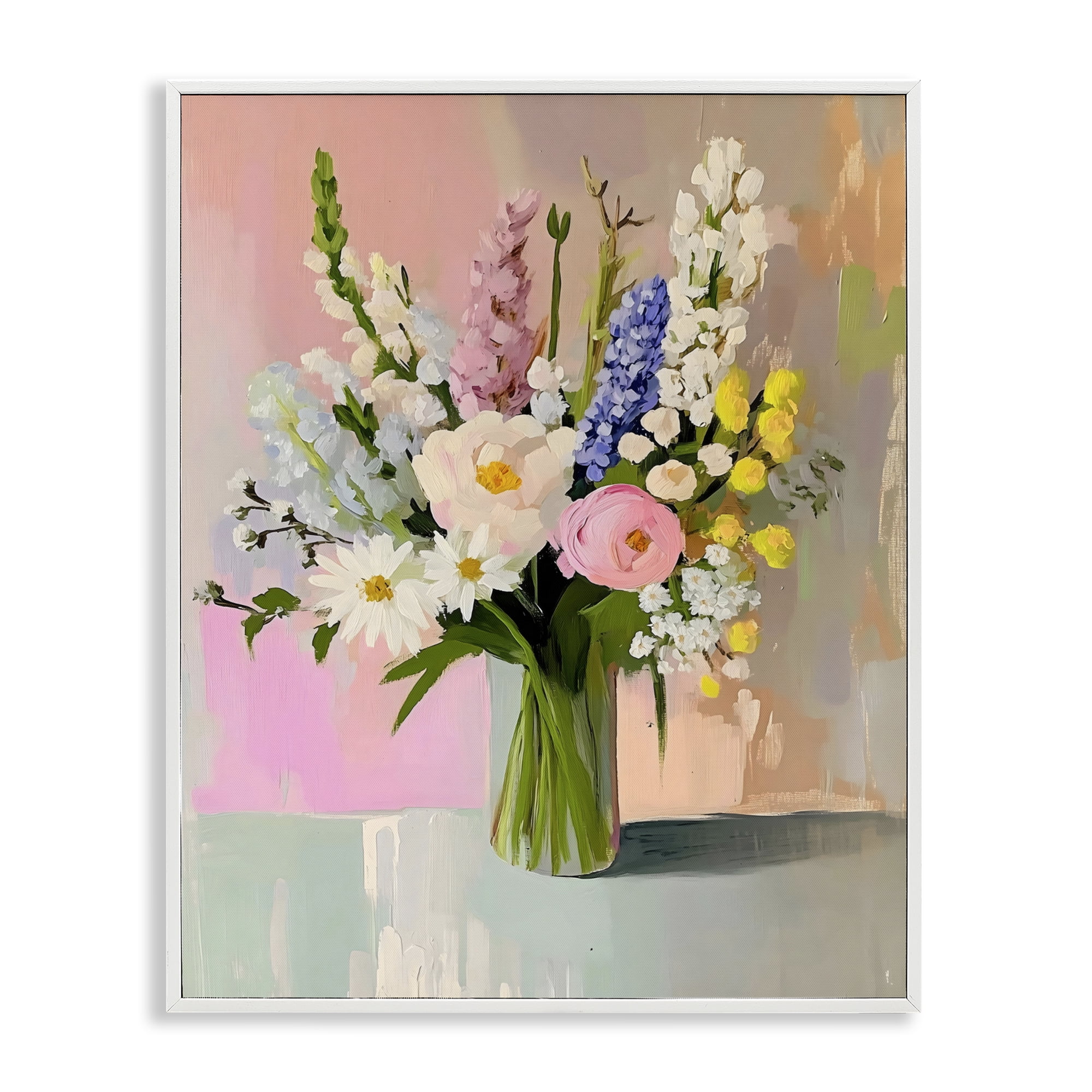 Stupell Industries Glass Vase with Spring Blooms White Framed Giclee Art, design by The Prints Vibe