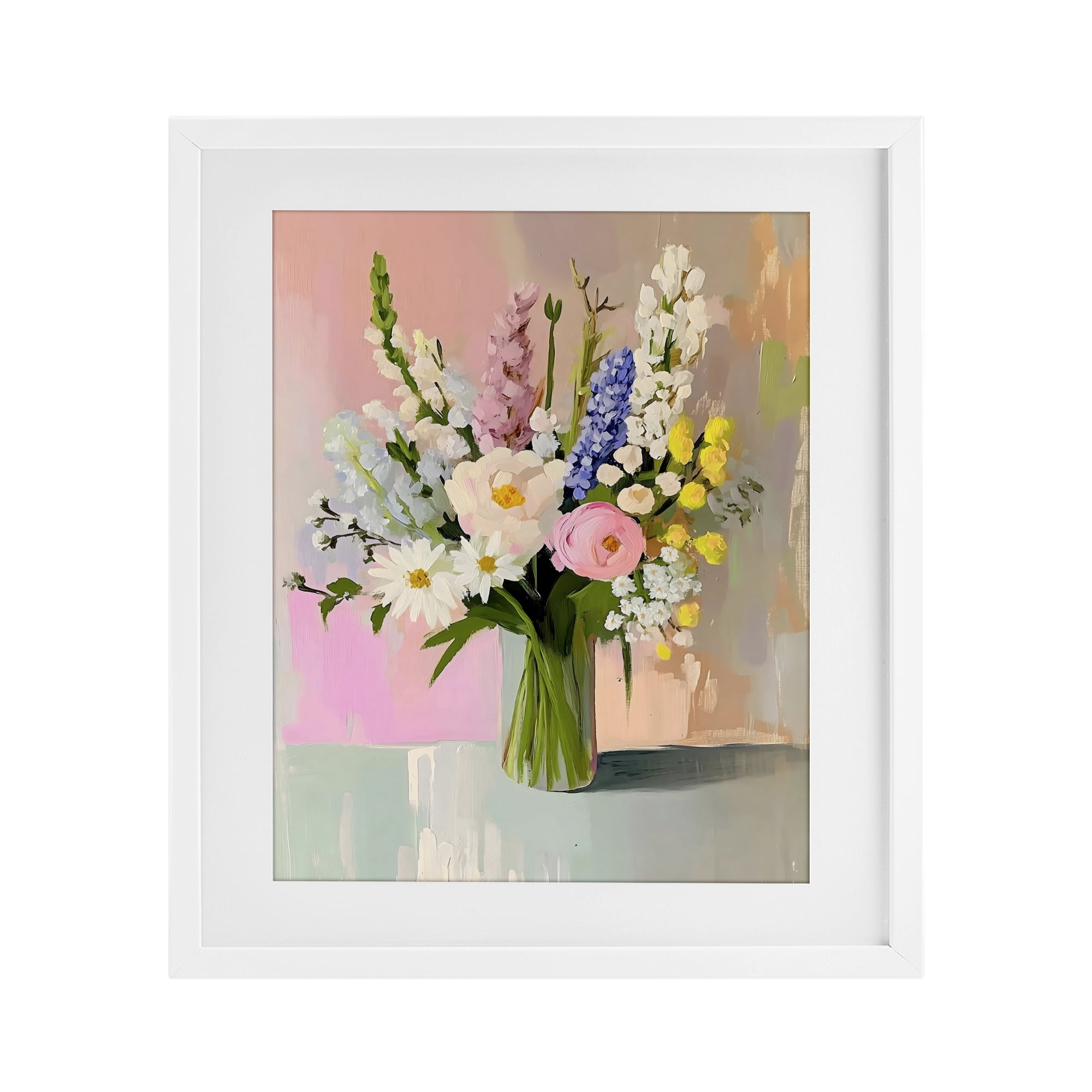 Stupell Industries Glass Vase with Spring Blooms White Framed Print Under Glass, design by The Prints Vibe