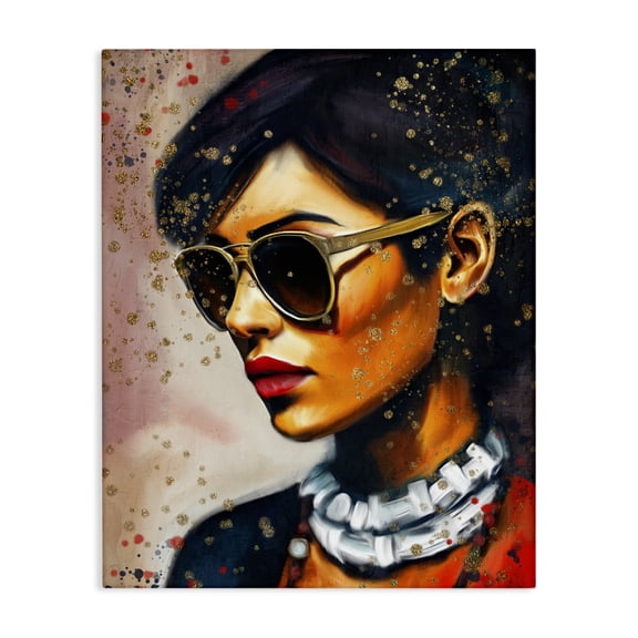 Stupell Industries Glass View Female Portrait People Painting Wrapped Canvas Canvas Art Print Wall Art, 24 x 30