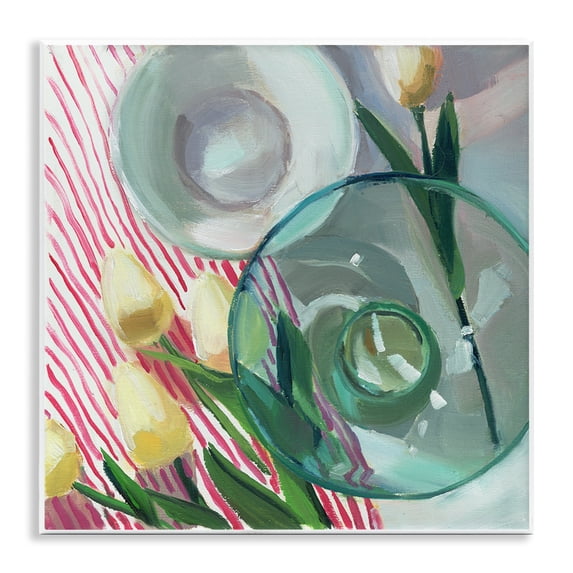 Stupell Industries Glasses & Tulips Still Life Plants & Flowers Painting Unframed Art Print Wall Art, 12 x 12
