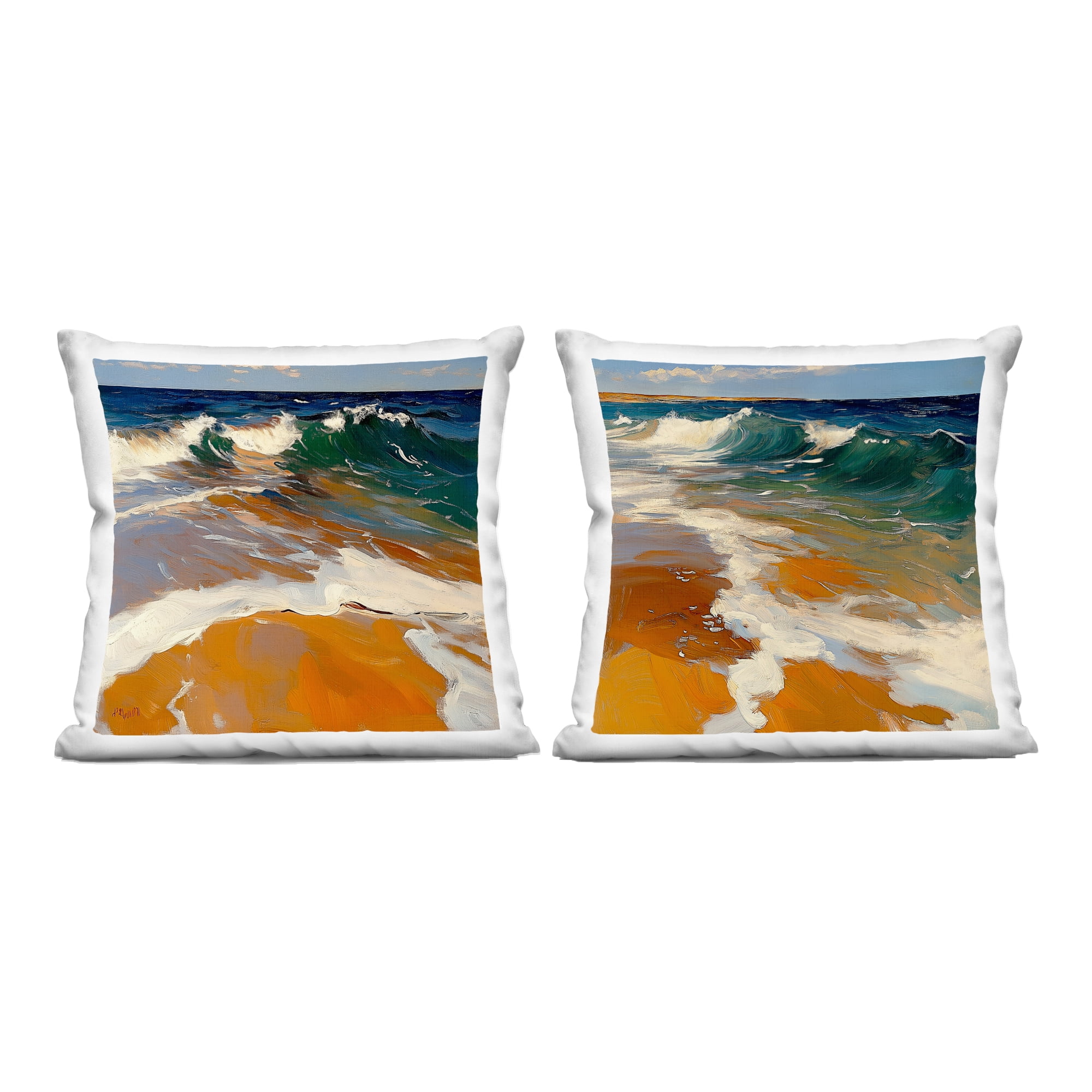 Stupell Industries Glassy Coastal Break 2 Piece Decorative Printed Throw Pillow Set, design by Walker Noble