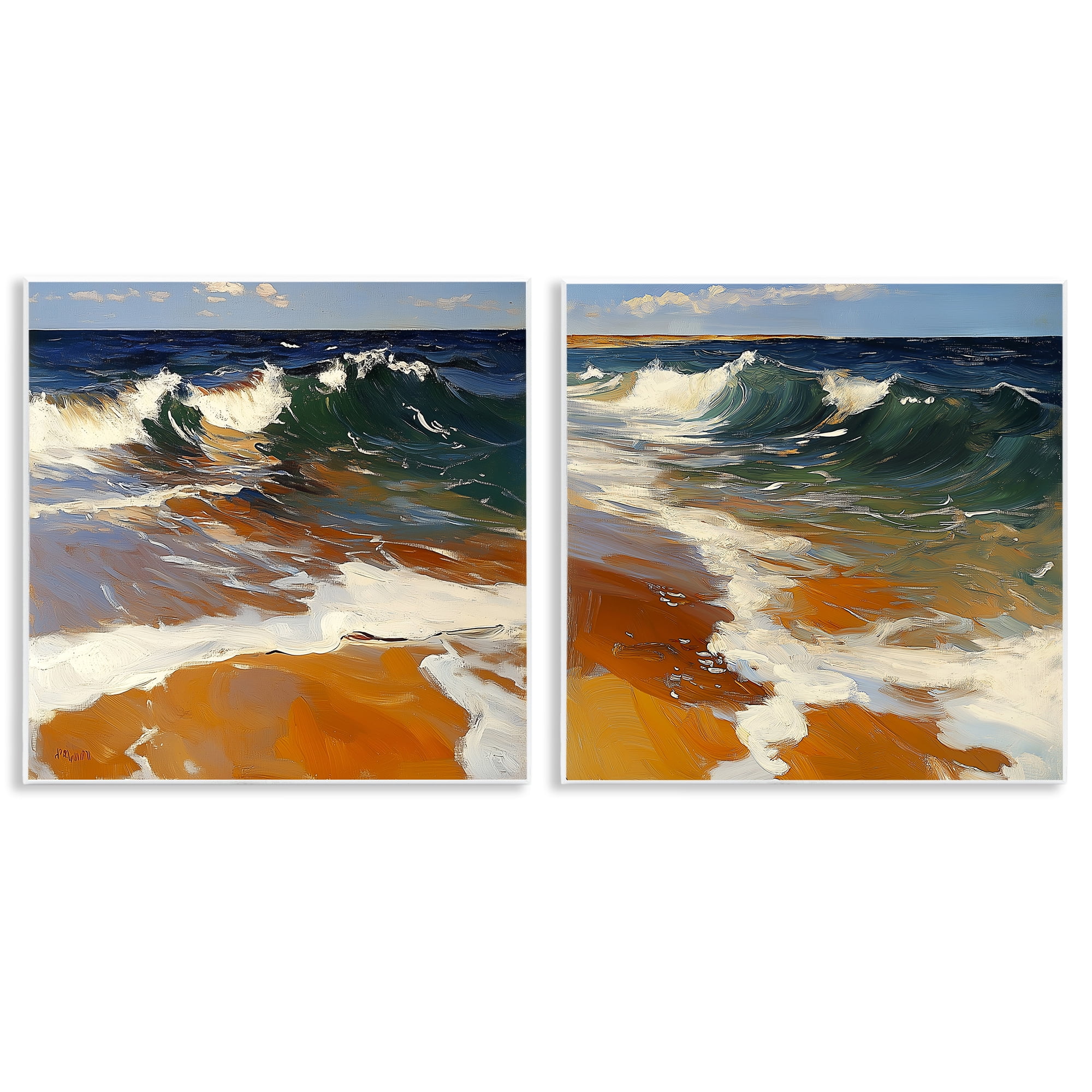 Stupell Industries Glassy Coastal Break 2 Piece Wall Plaque Art Set, design by Walker Noble