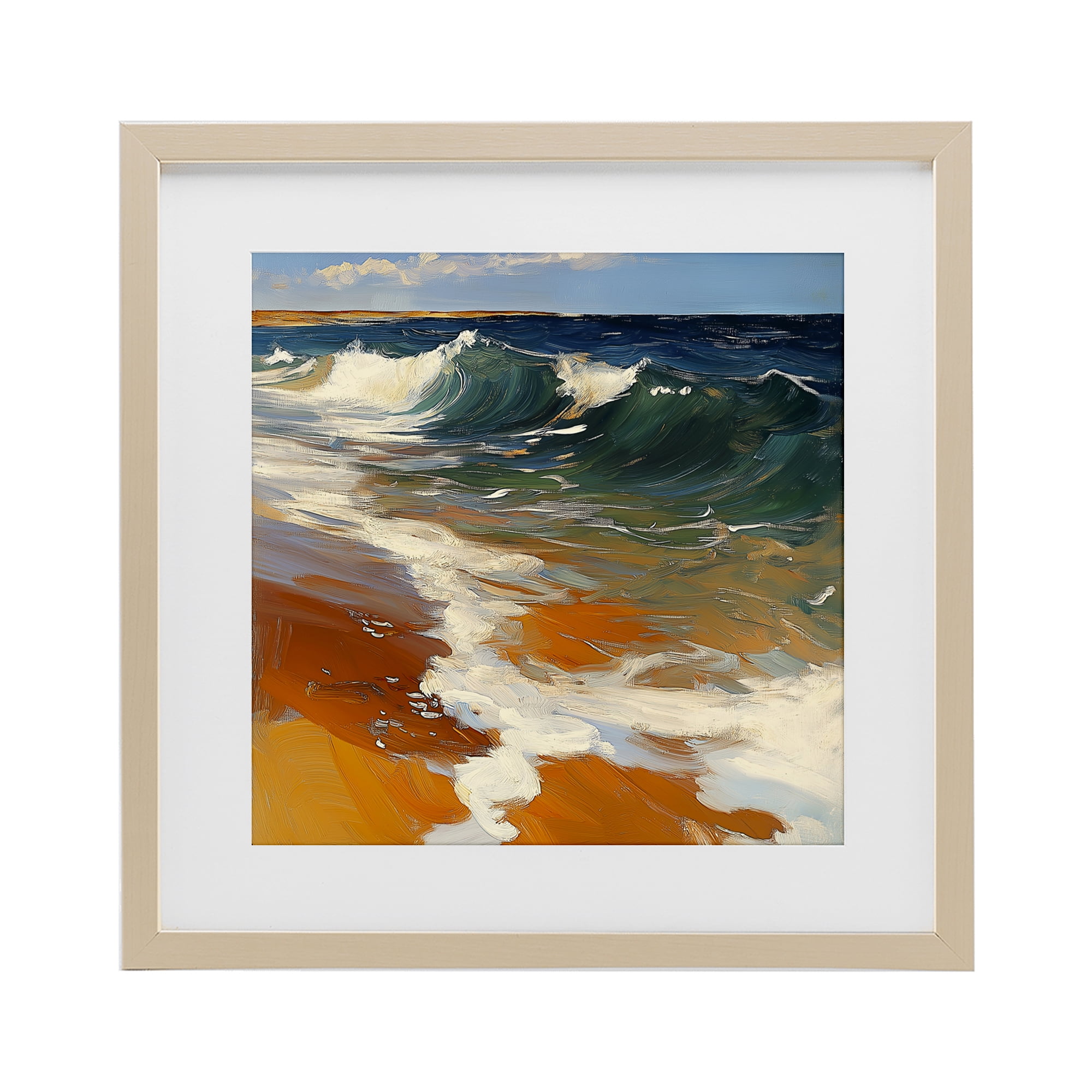 Stupell Industries Glassy Ocean Waves Break Birch Framed Print Under Glass, design by Walker Noble