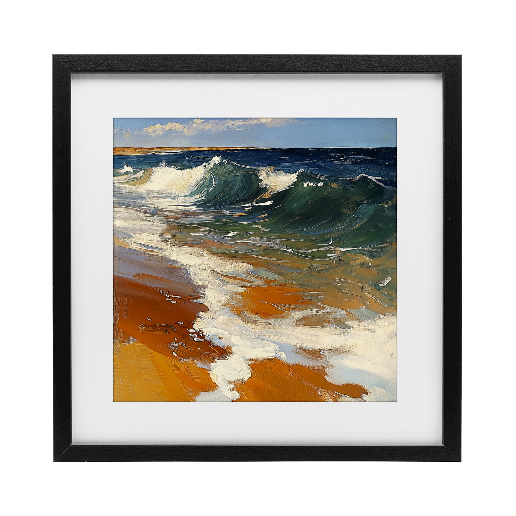 Stupell Industries Glassy Ocean Waves Break Black Framed Print Under Glass, design by Walker Noble