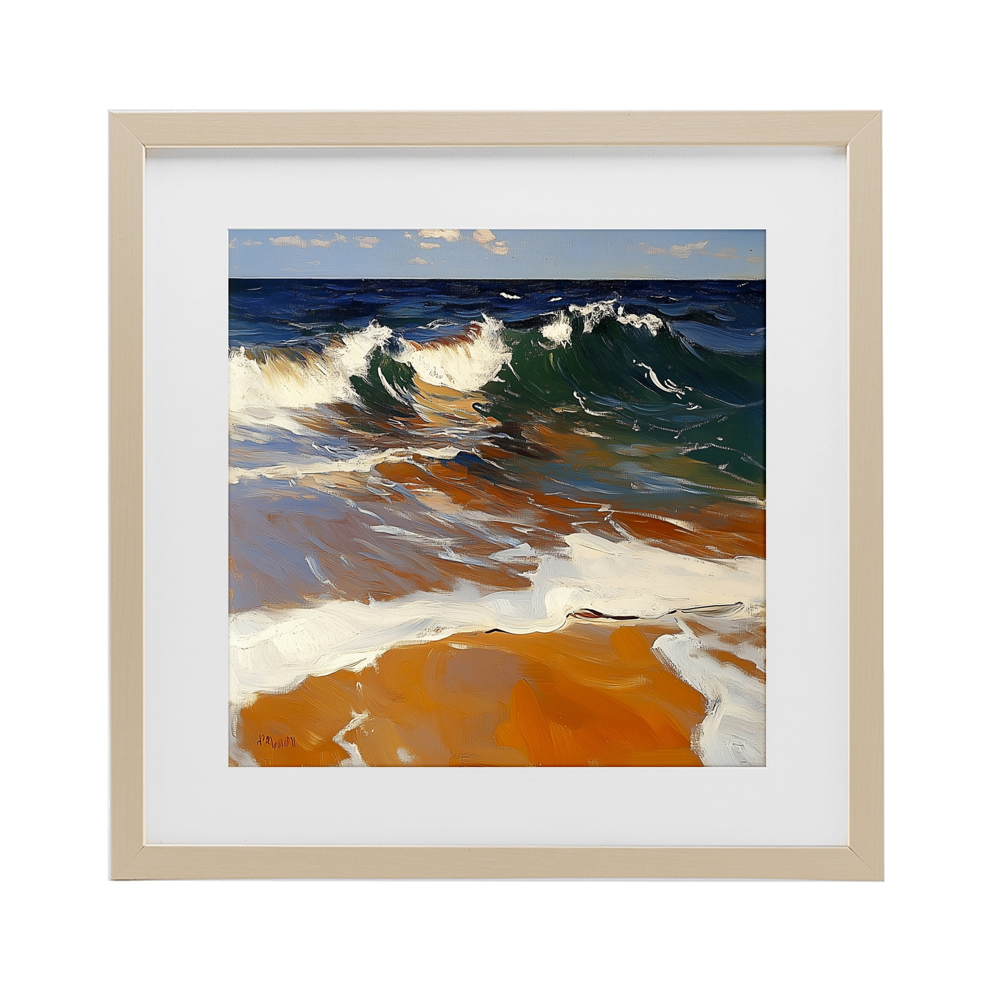 Stupell Industries Glassy Wave Break Birch Framed Print Under Glass, design by Walker Noble