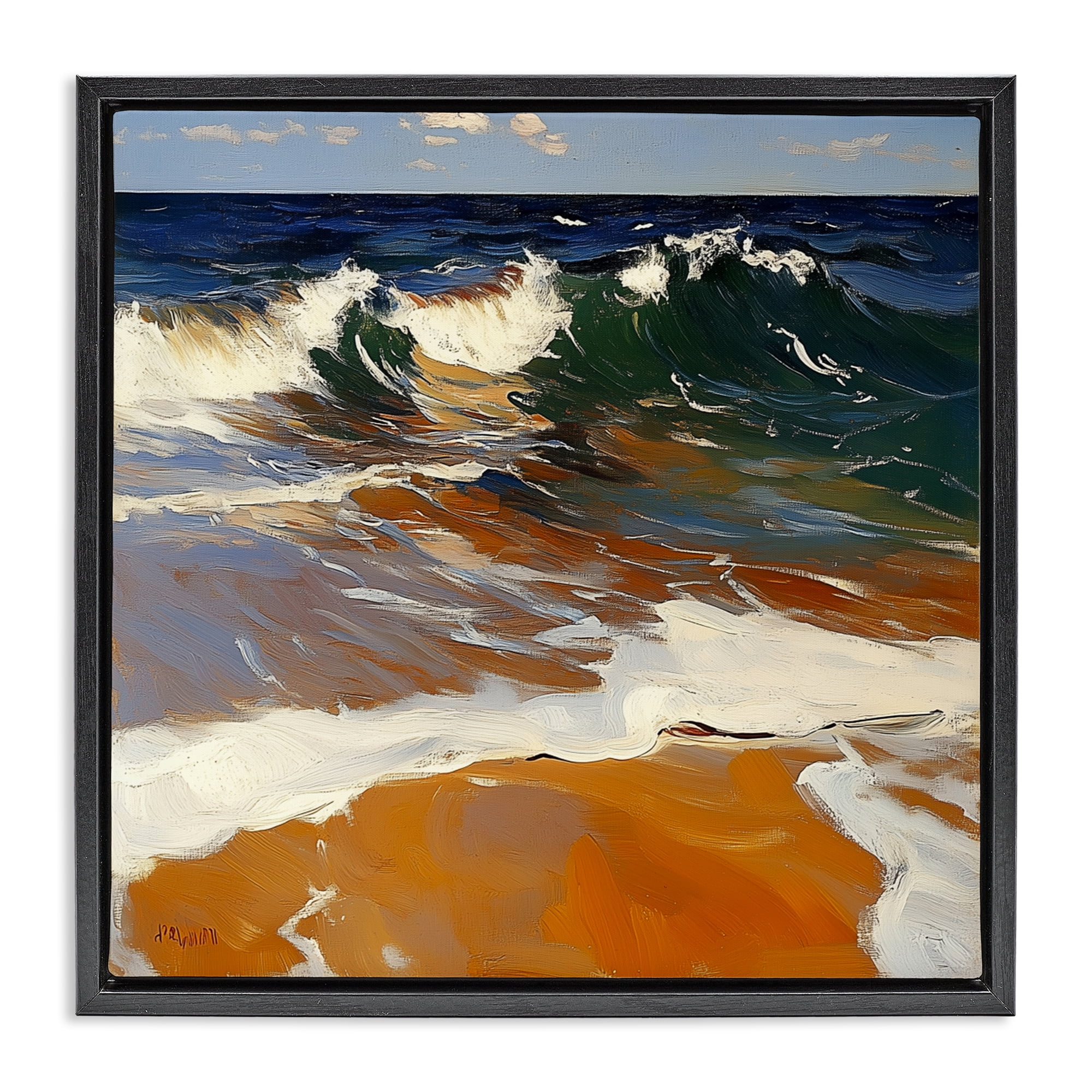 Stupell Industries Glassy Wave Break Black Framed Floater Canvas Wall Art, design by Walker Noble