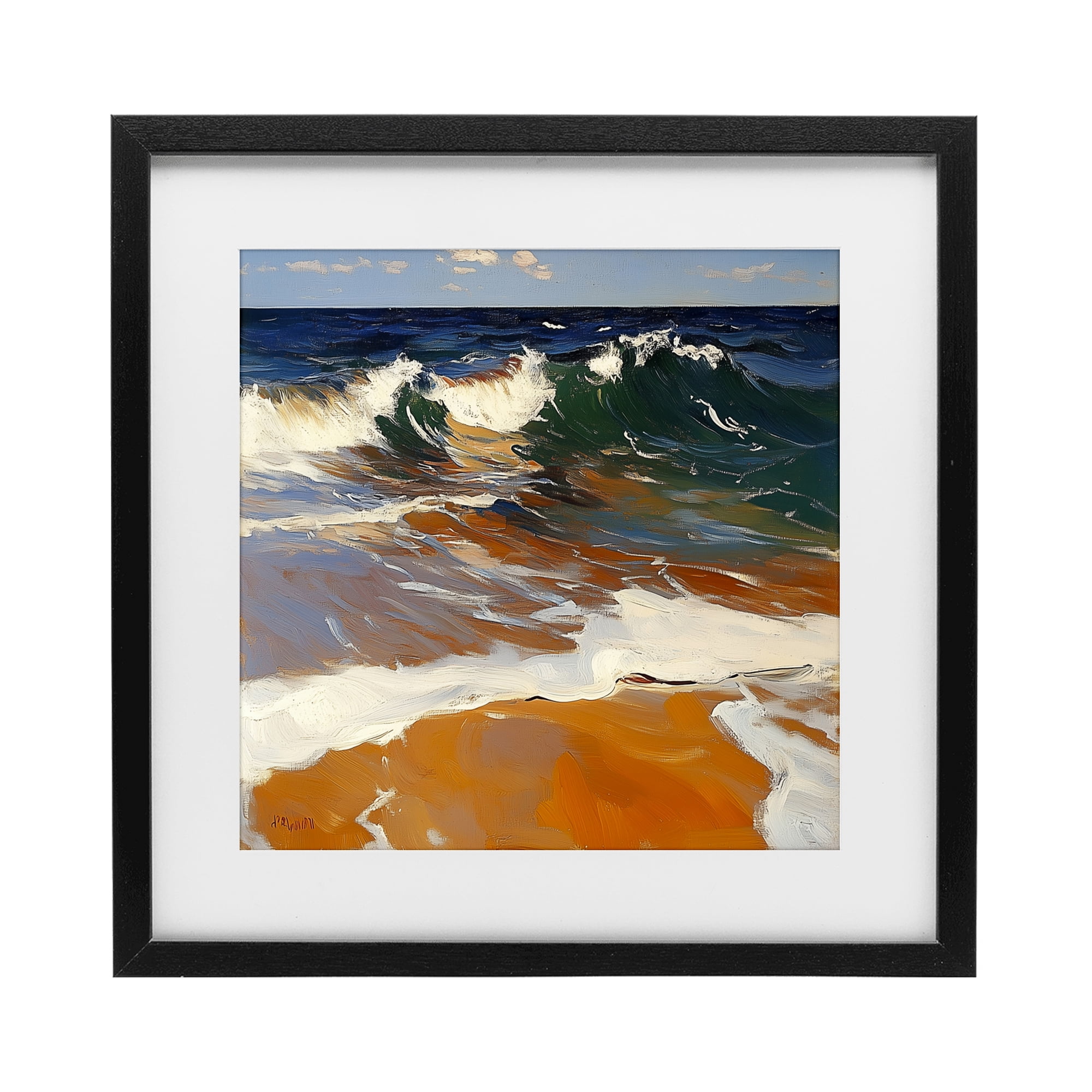Stupell Industries Glassy Wave Break Black Framed Print Under Glass, design by Walker Noble