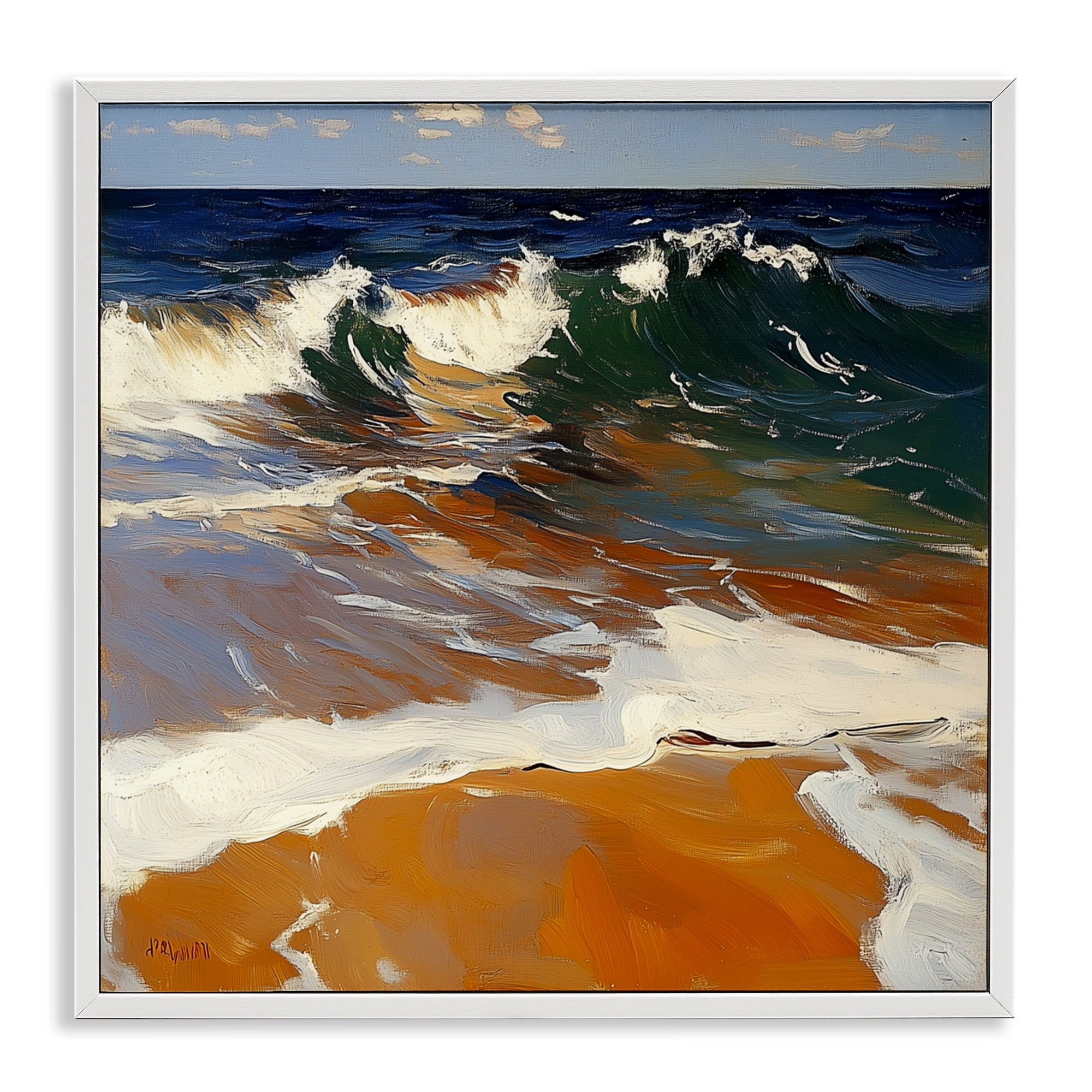 Stupell Industries Glassy Wave Break White Framed Giclee Art, design by Walker Noble