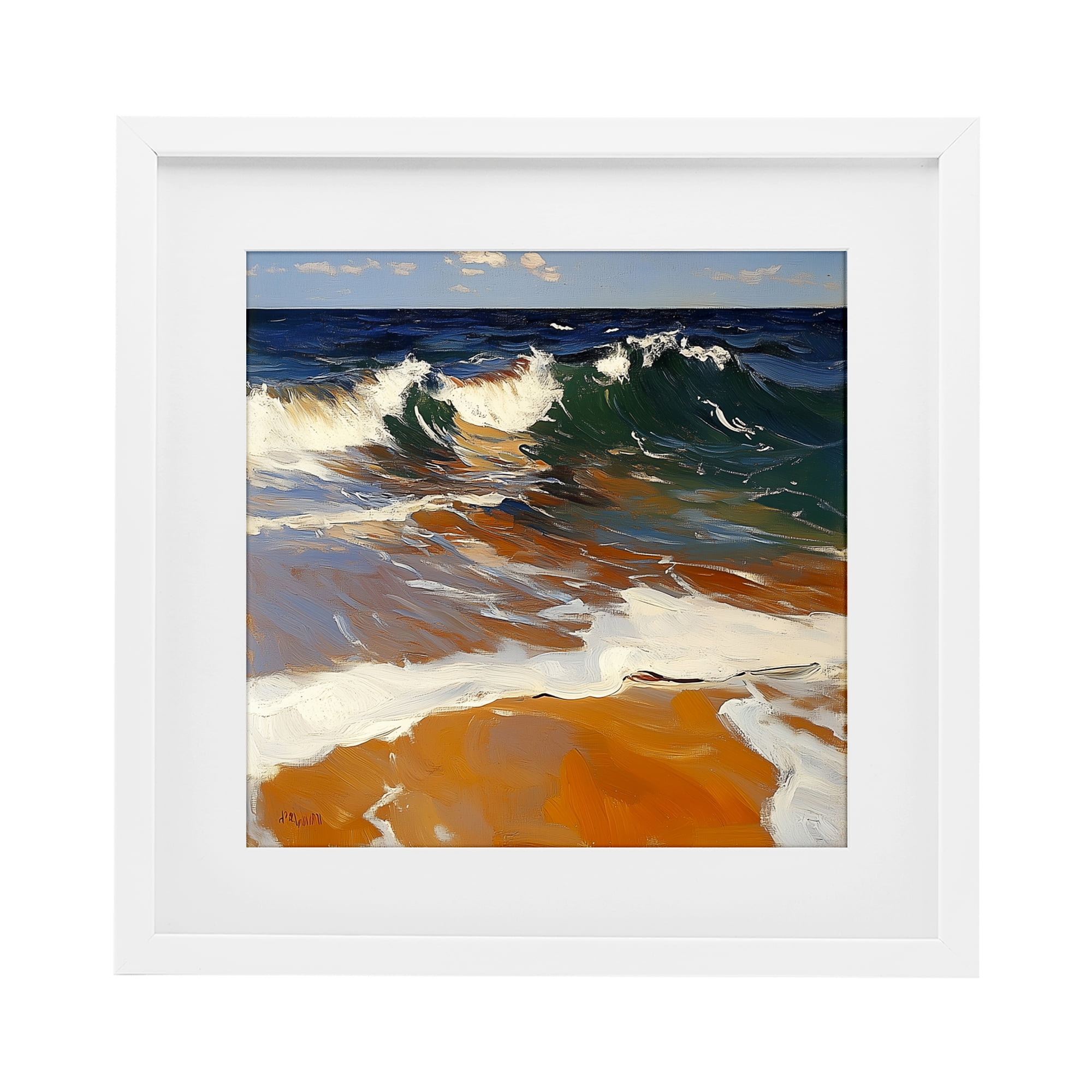 Stupell Industries Glassy Wave Break White Framed Print Under Glass, design by Walker Noble