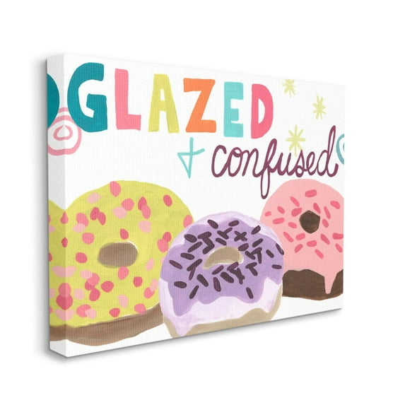 Stupell Industries Glazed and Confused Fun Donut Food Parody Canvas Wall Art Design by June Erica Vess, 16" x 20"