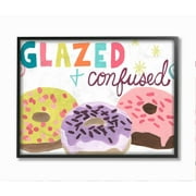 Stupell Industries Glazed and Confused Fun Donut Food Parody Framed Wall Art Design by June Erica Vess, 24" x 30", Black Framed