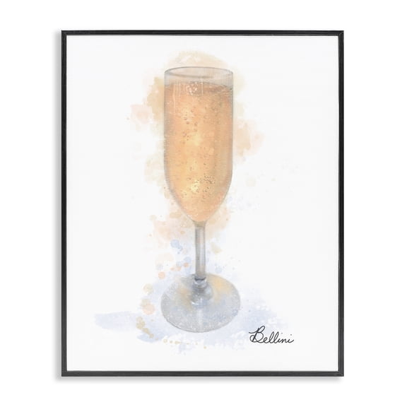 Stupell Industries Gleaming Bellini Glass Food & Beverage Painting Black Framed Art Print Wall Art, 11 x 14