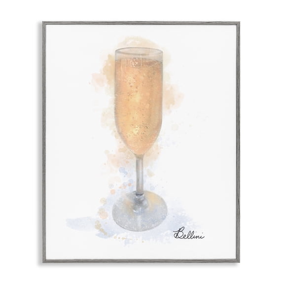 Stupell Industries Gleaming Bellini Glass Food & Beverage Painting Gray Framed Art Print Wall Art, 16 x 20