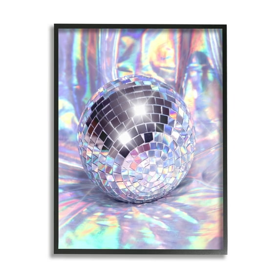 Stupell Industries Gleaming Disco Ball Beauty & Fashion Painting Black Framed Art Print Wall Art, 24 x 30