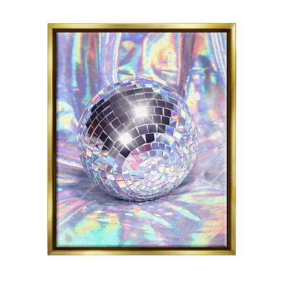Stupell Industries Gleaming Disco Ball Beauty & Fashion Painting Gold Floater Framed Art Print Wall Art, 25 x 31