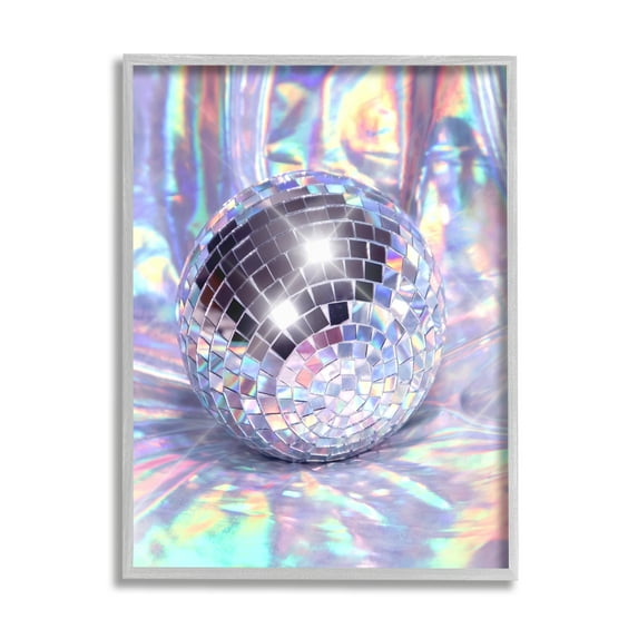 Stupell Industries Gleaming Disco Ball Beauty & Fashion Painting Gray Framed Art Print Wall Art, 24 x 30