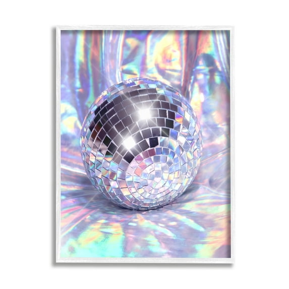 Stupell Industries Gleaming Disco Ball Beauty & Fashion Painting White Framed Art Print Wall Art, 24 x 30