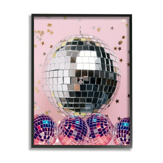 Stupell Industries Gleaming Disco Balls Literature & Flim Photography Black Framed Art Print Wall Art, 24 x 30