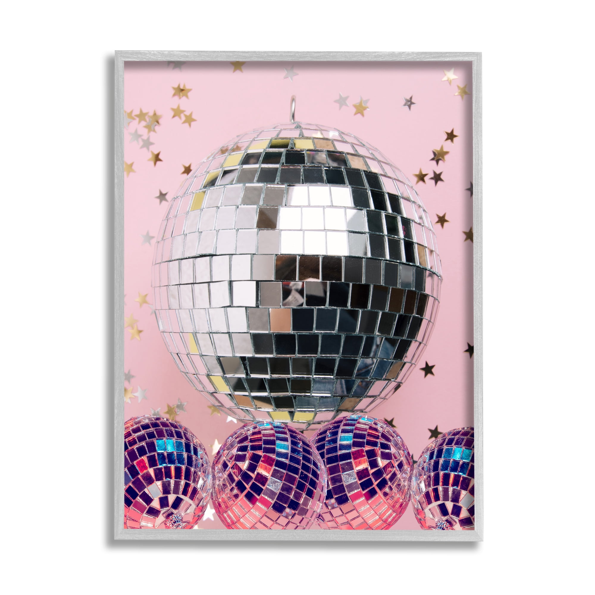 Stupell Industries Gleaming Disco Balls Literature & Flim Photography Gray Framed Art Print Wall Art, 24 x 30