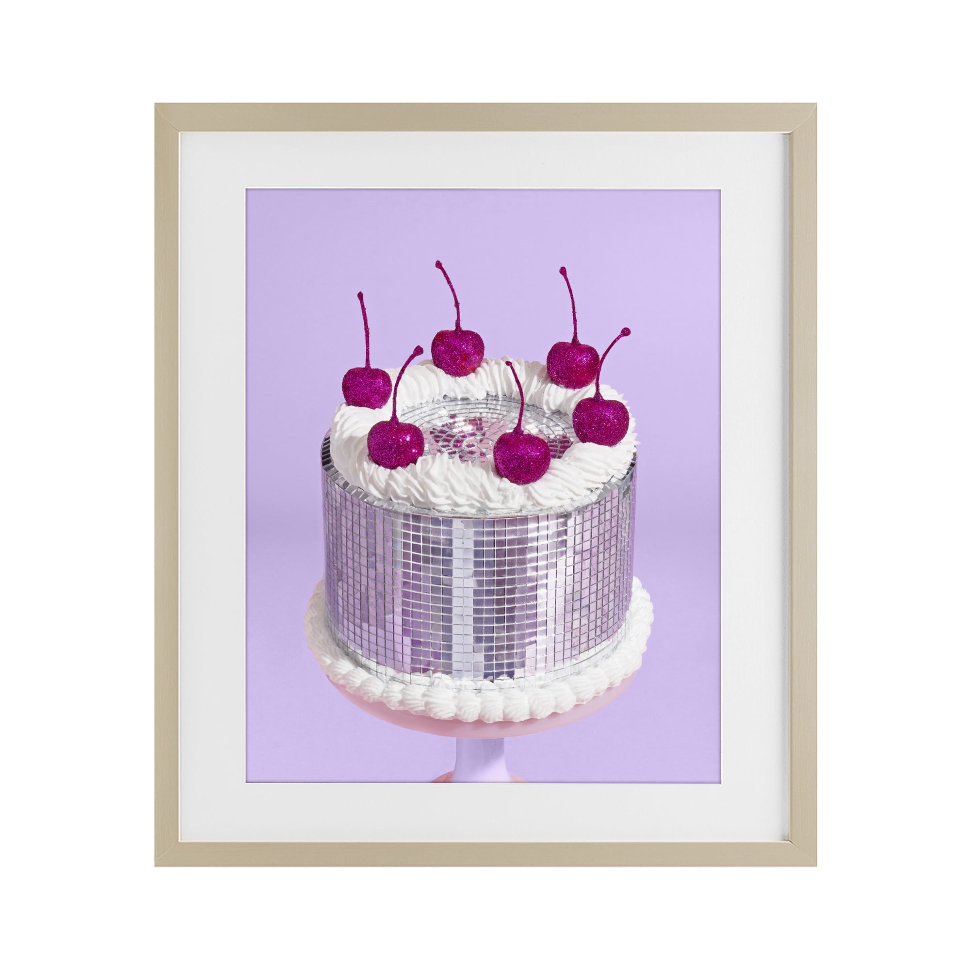 Stupell Industries Gleaming Disco Cake Birch Framed Print Under Glass, design by LISH Creative