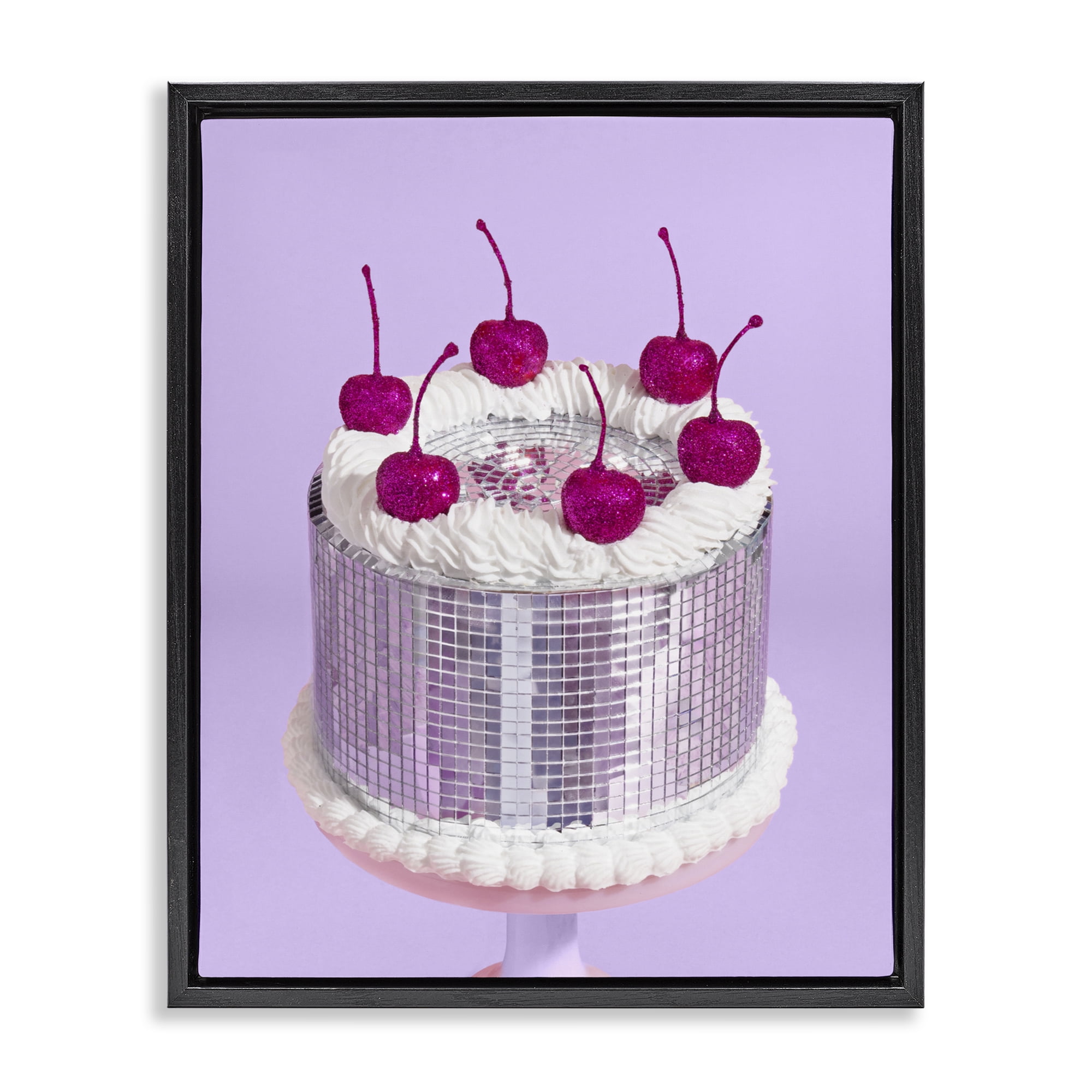 Stupell Industries Gleaming Disco Cake Black Framed Floater Canvas Wall Art, design by LISH Creative
