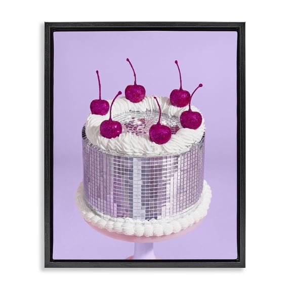 Stupell Industries Art Deco Gleaming Disco Cake Black Floating Frame Canvas Art, 17 x 21, by LISH Creative