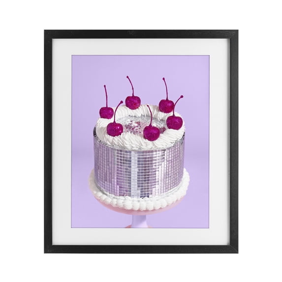 Stupell Industries Art Deco Gleaming Disco Cake Black Framed Print Under Glass, 13 x 16, by LISH Creative