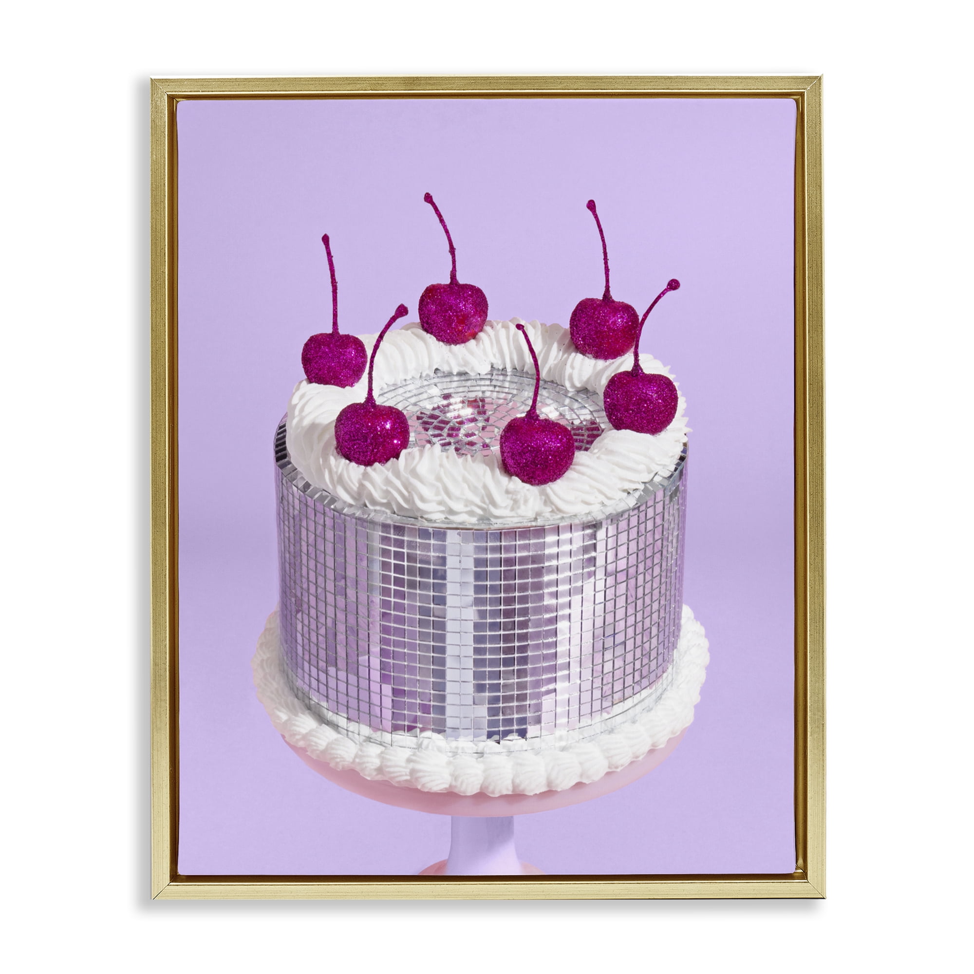Stupell Industries Gleaming Disco Cake Gold Framed Floater Canvas Wall Art, design by LISH Creative