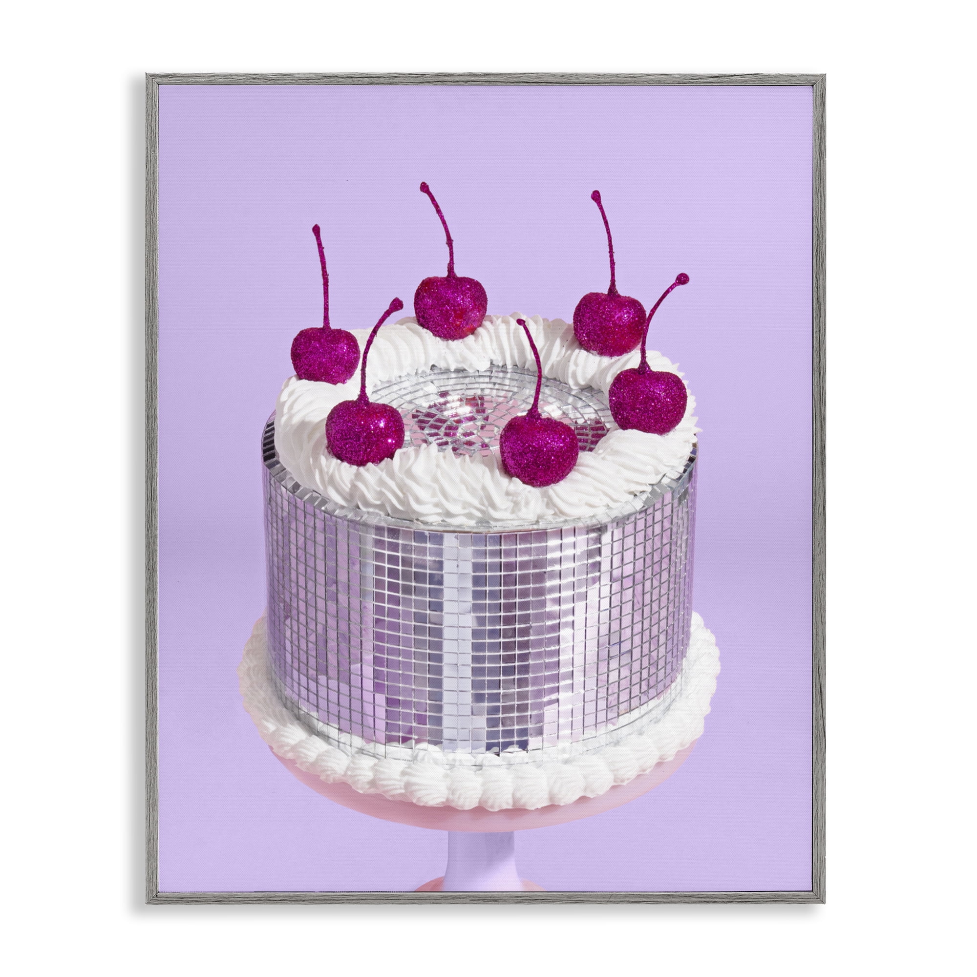 Stupell Industries Gleaming Disco Cake Gray Framed Giclee Art, design by LISH Creative