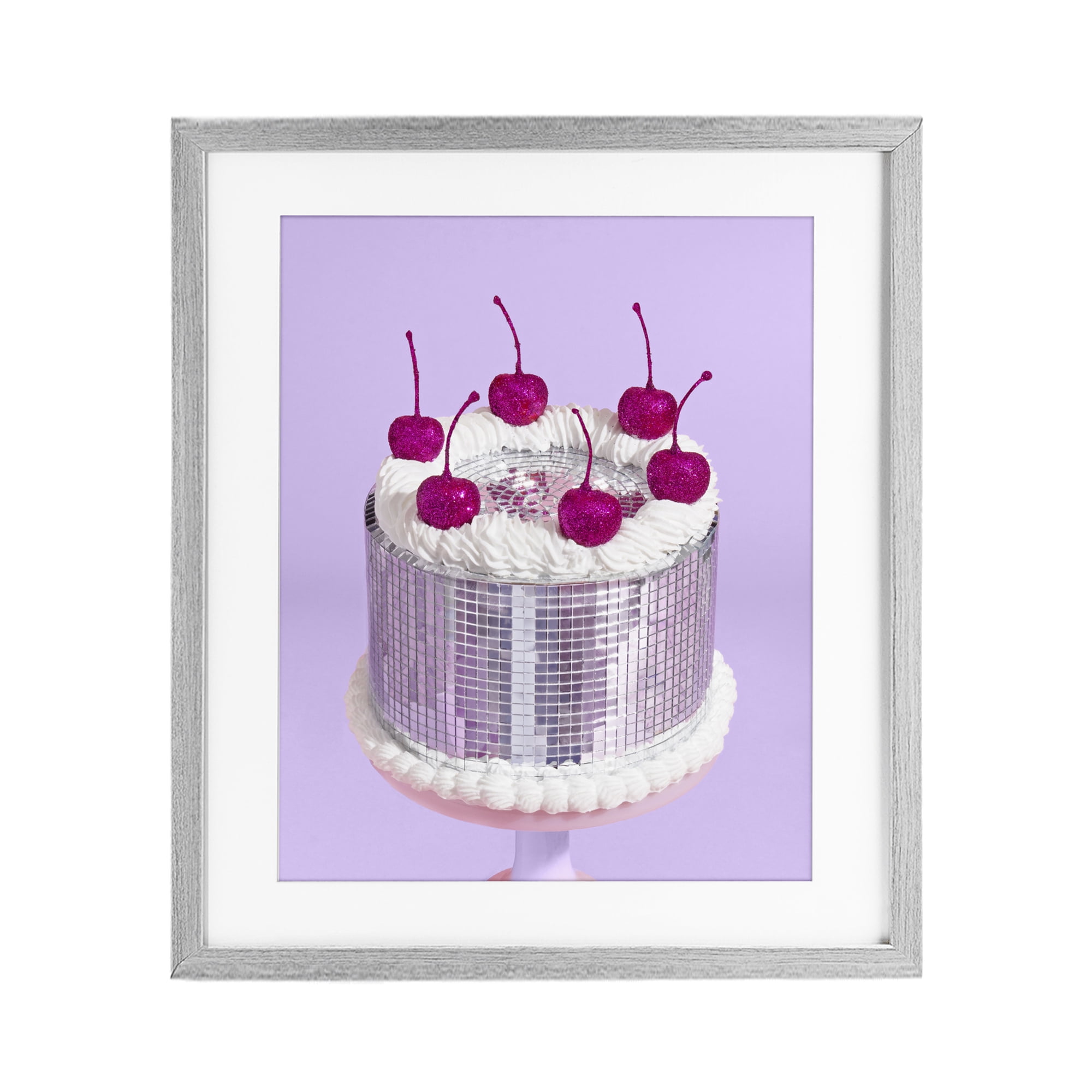 Stupell Industries Gleaming Disco Cake Gray Framed Print Under Glass, design by LISH Creative