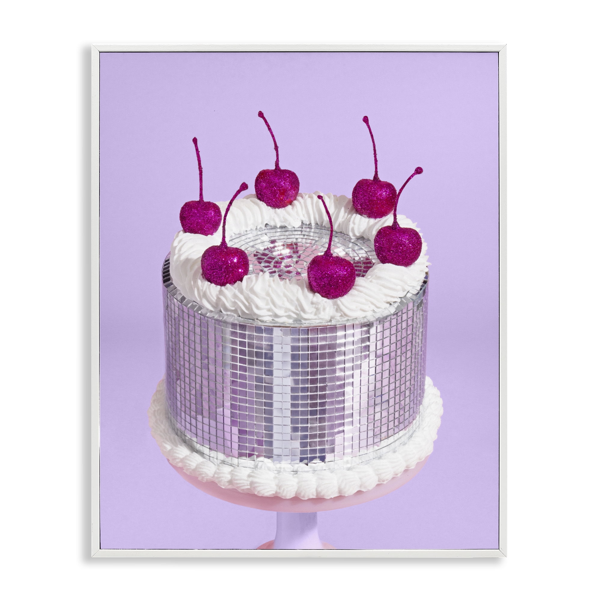 Stupell Industries Gleaming Disco Cake White Framed Giclee Art, design by LISH Creative