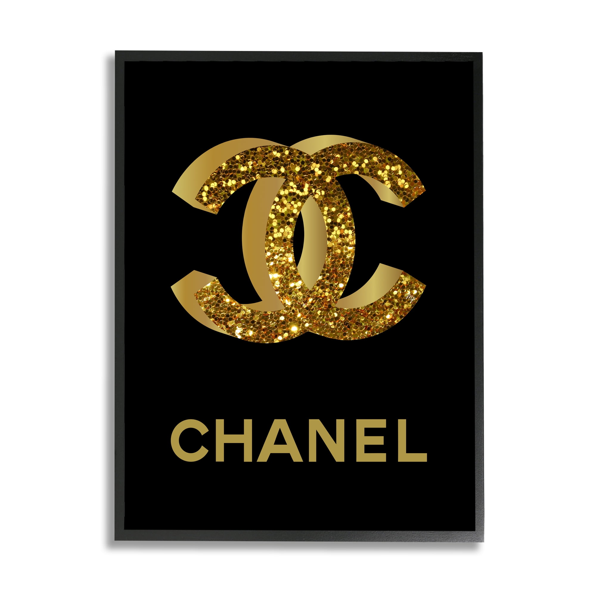 Stupell Industries Gleaming Fashion Brand Logo Typography Painting Black Framed Art Print Wall Art, 11 x 14