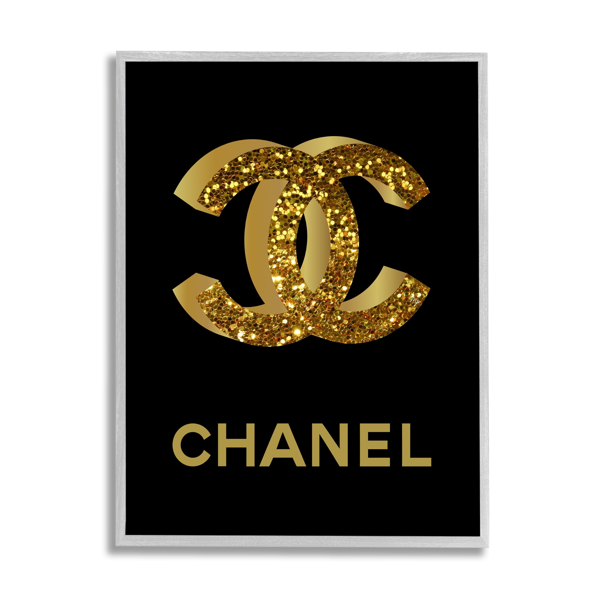 Stupell Industries Gleaming Fashion Brand Logo Typography Painting Gray Framed Art Print Wall Art, 11 x 14