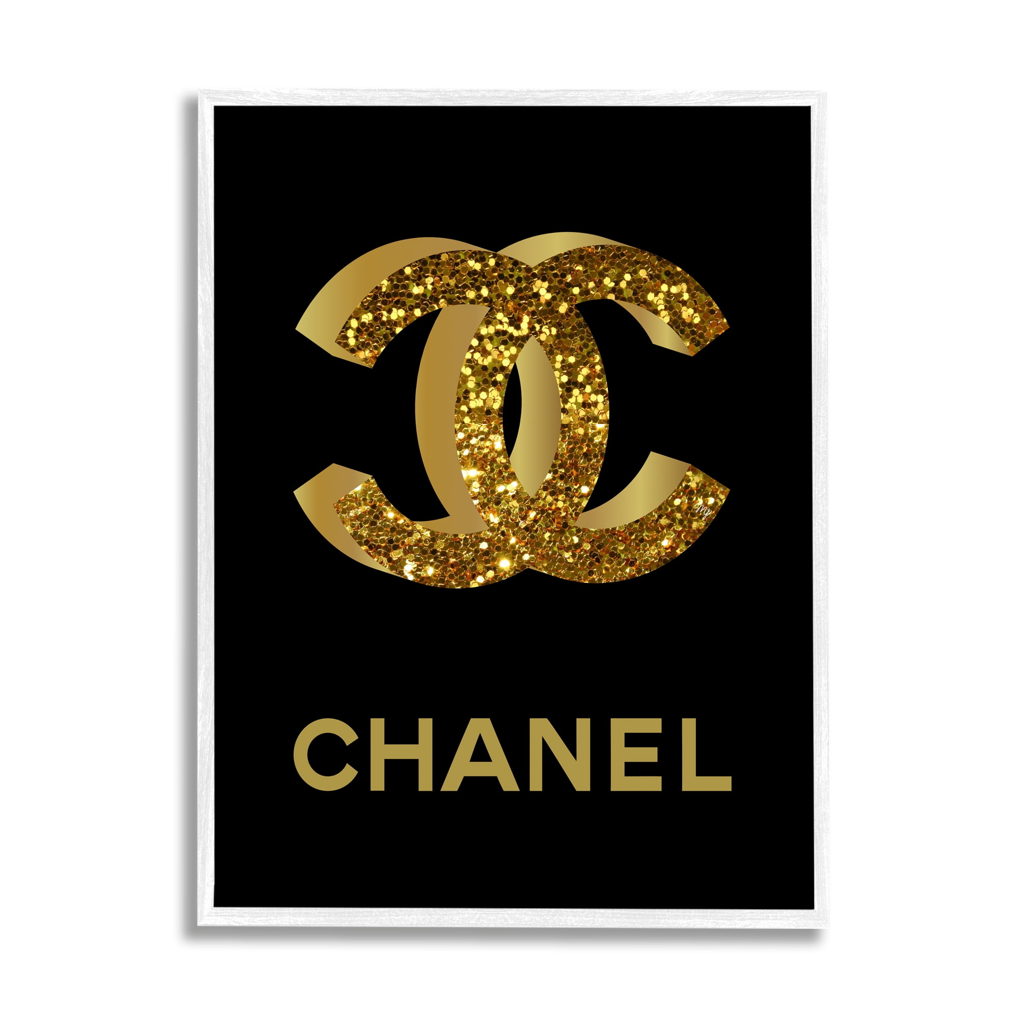 Stupell Industries Gleaming Fashion Brand Logo Typography Painting White Framed Art Print Wall Art, 11 x 14