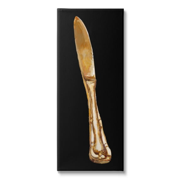 Stupell Industries Gleaming Silverware Cutlery Painting Black Background Painting Gallery Wrapped Canvas Print Wall Art, Design by Adolf Llovea