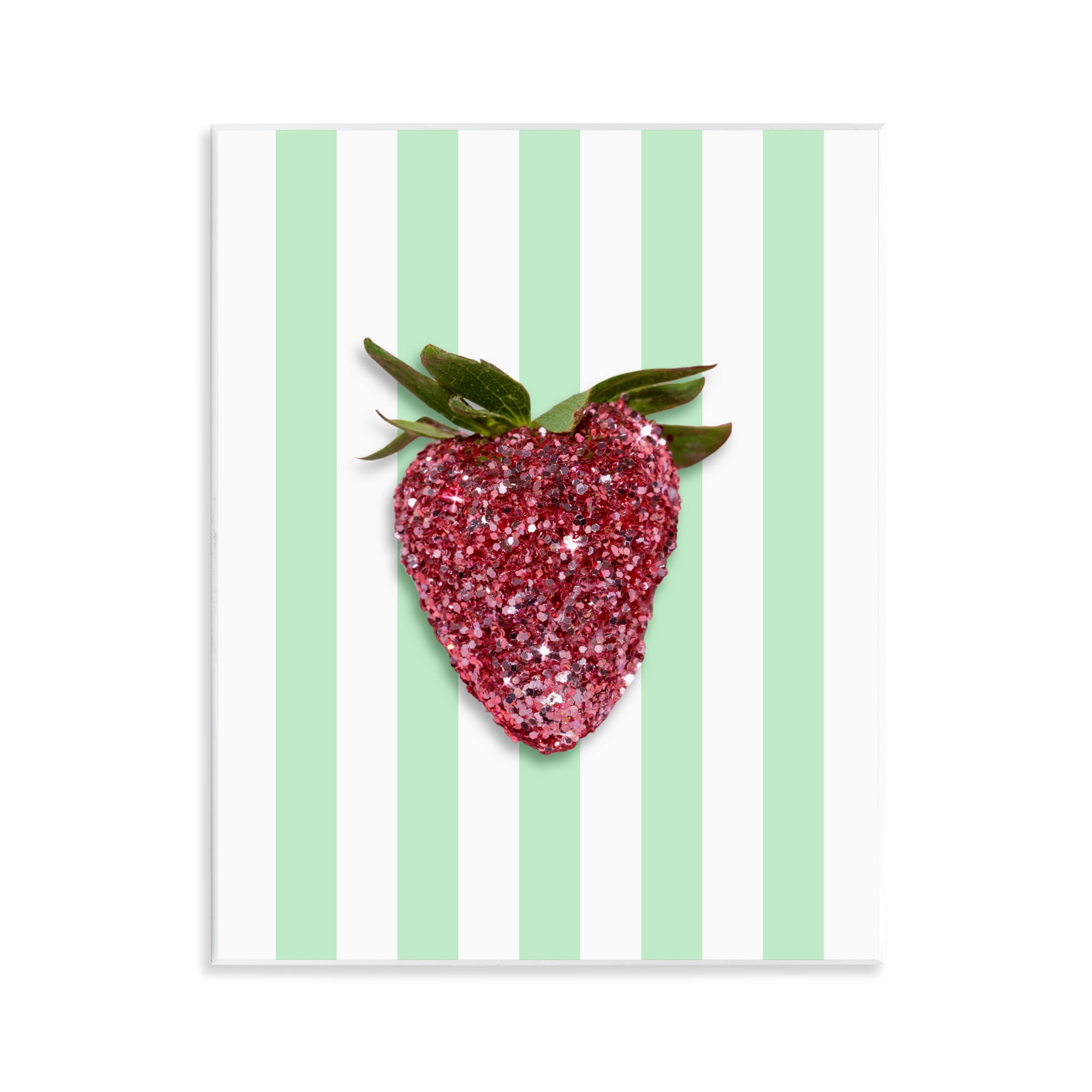 Stupell Industries Glimmer Cherry on Green Stripes Wall Plaque Art, design by LISH Creative