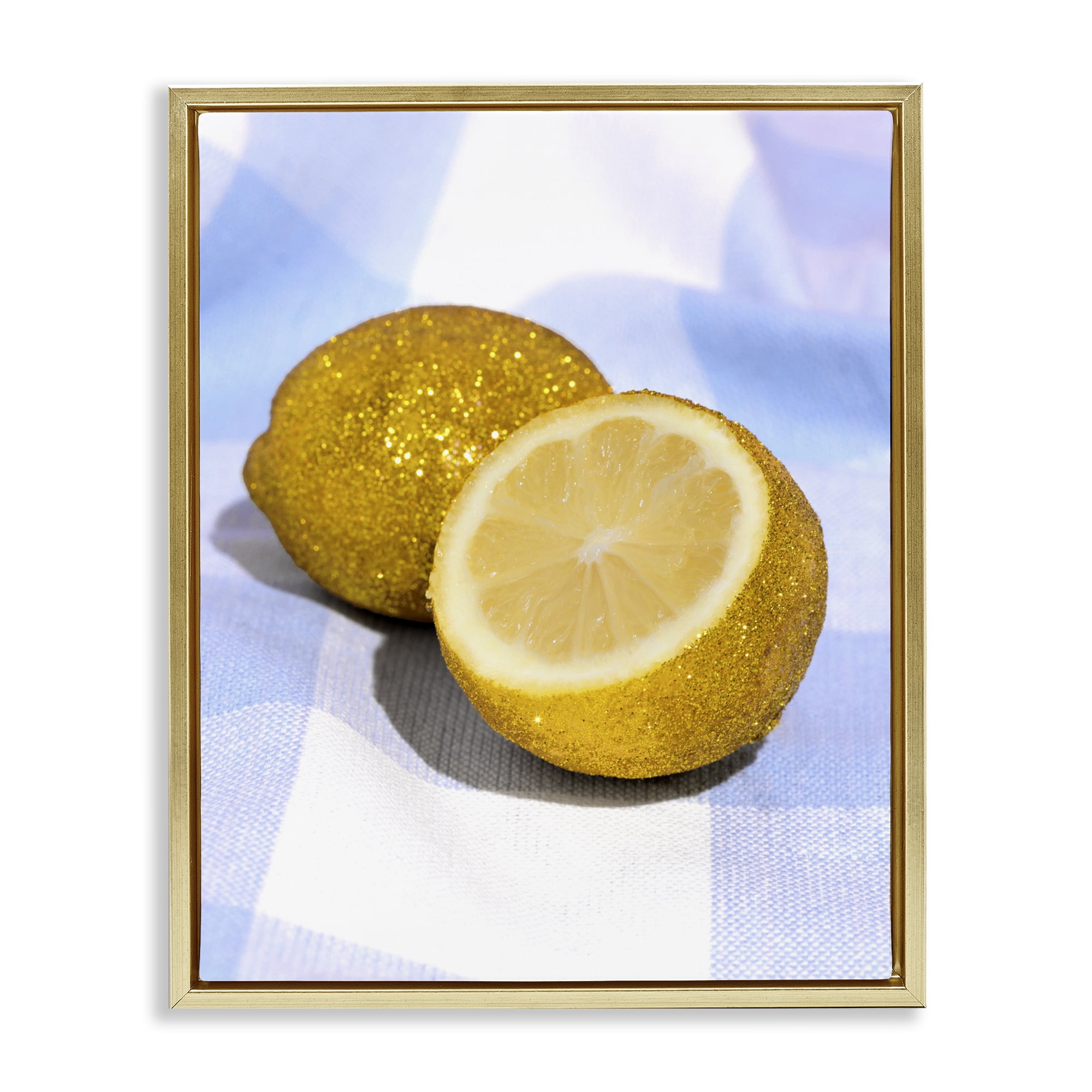 Stupell Industries Glimmer Lemon on Blue Gold Framed Floater Canvas Wall Art, design by LISH Creative