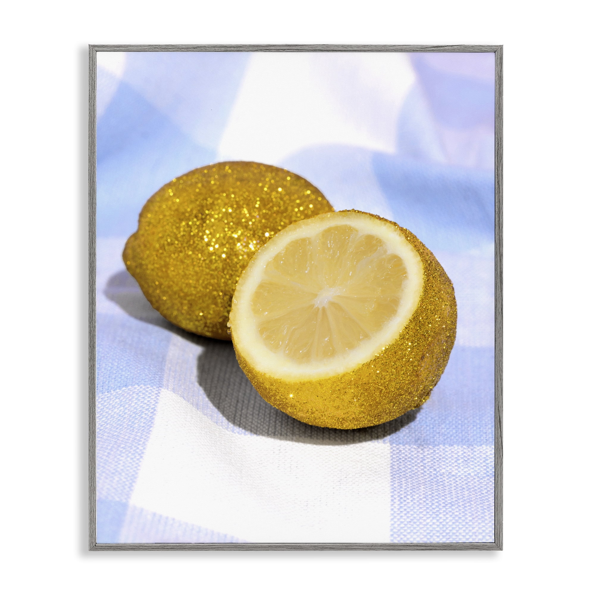 Stupell Industries Glimmer Lemon on Blue Gray Framed Giclee Art, design by LISH Creative