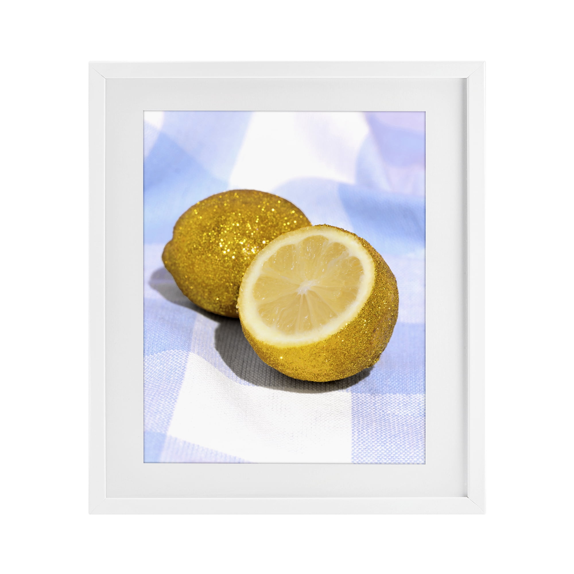 Stupell Industries Glimmer Lemon on Blue White Framed Print Under Glass, design by LISH Creative