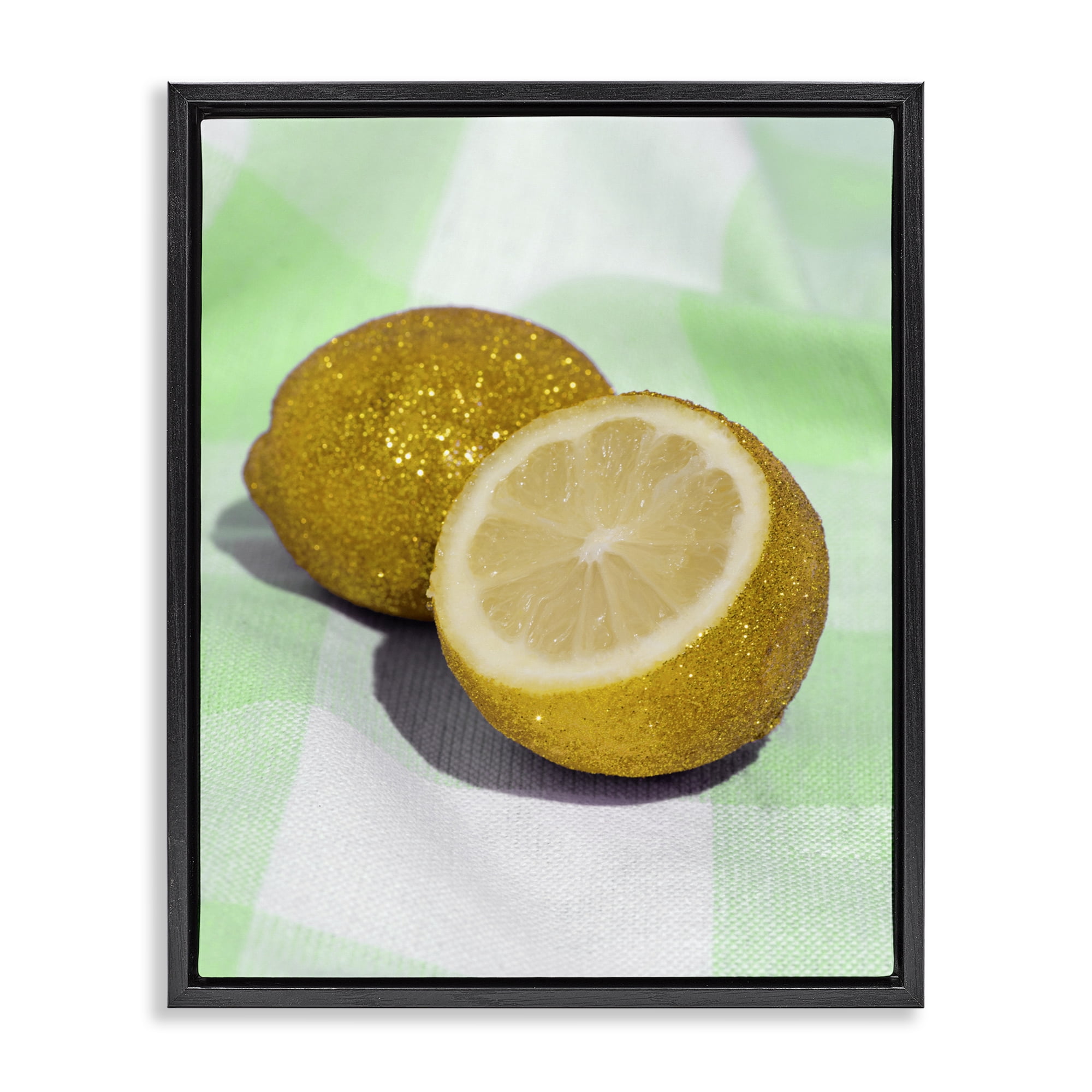 Stupell Industries Glimmer Lemon on Green Black Framed Floater Canvas Wall Art, design by LISH Creative