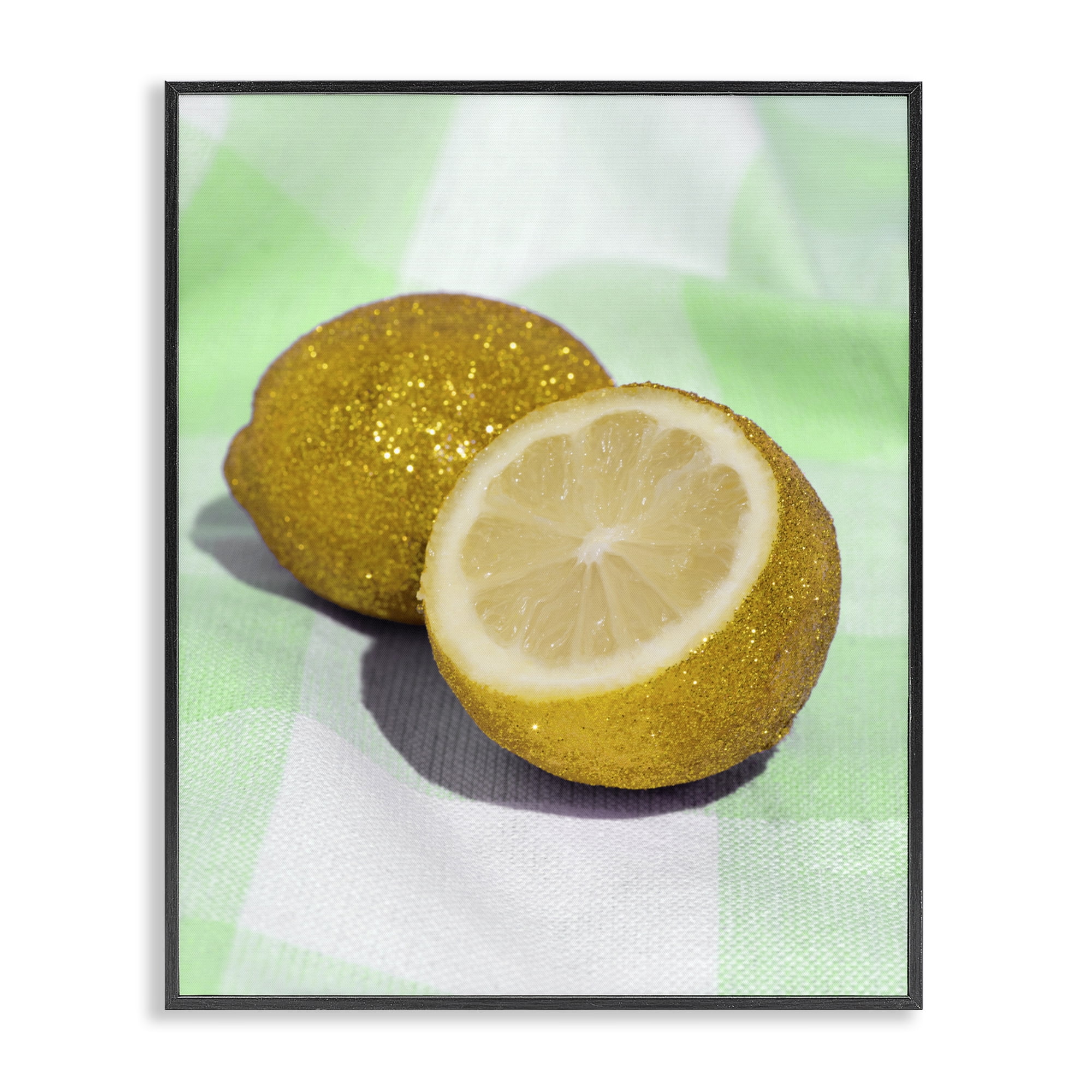 Stupell Industries Glimmer Lemon on Green Black Framed Giclee Art, design by LISH Creative