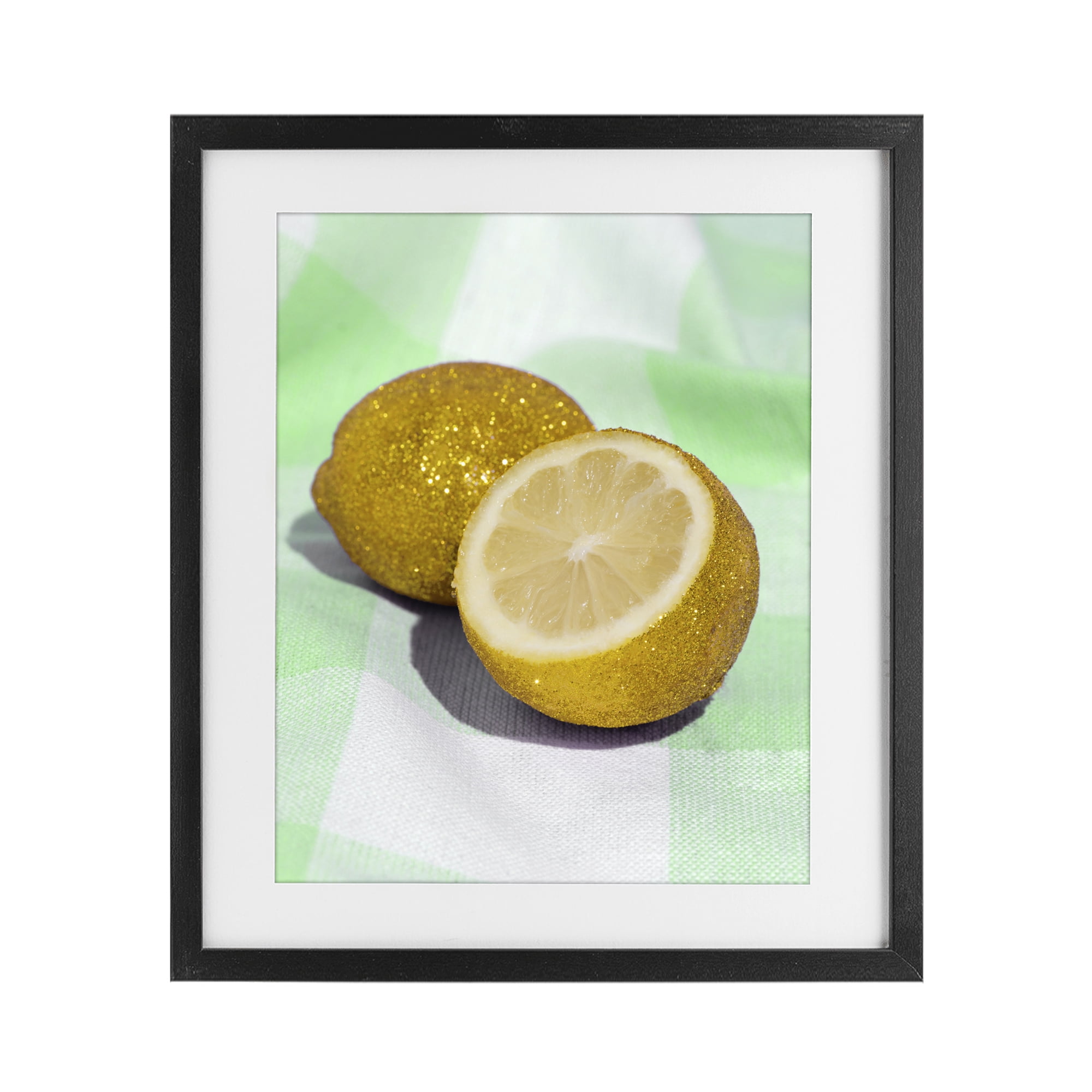 Stupell Industries Glimmer Lemon on Green Black Framed Print Under Glass, design by LISH Creative