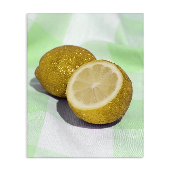 Stupell Industries Contemporary Glimmer Lemon on Green Canvas Art, 16 x 20, by LISH Creative