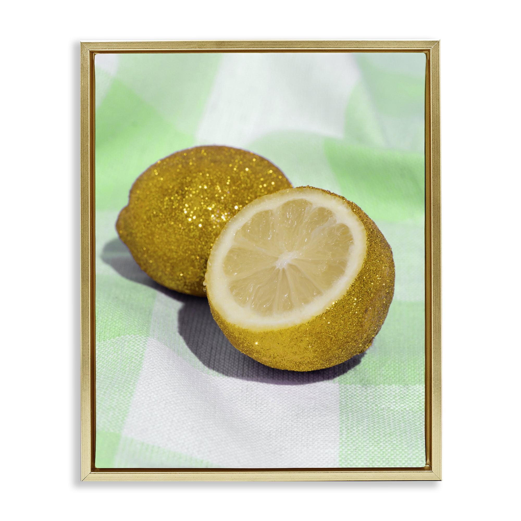 Stupell Industries Glimmer Lemon on Green Gold Framed Floater Canvas Wall Art, design by LISH Creative