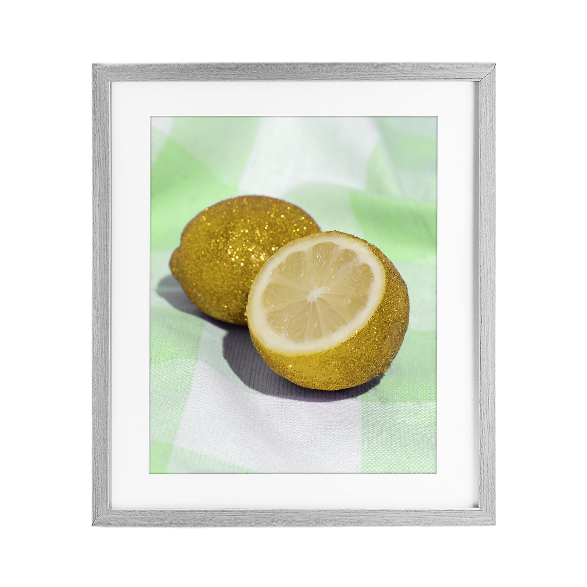 Stupell Industries Glimmer Lemon on Green Gray Framed Print Under Glass, design by LISH Creative