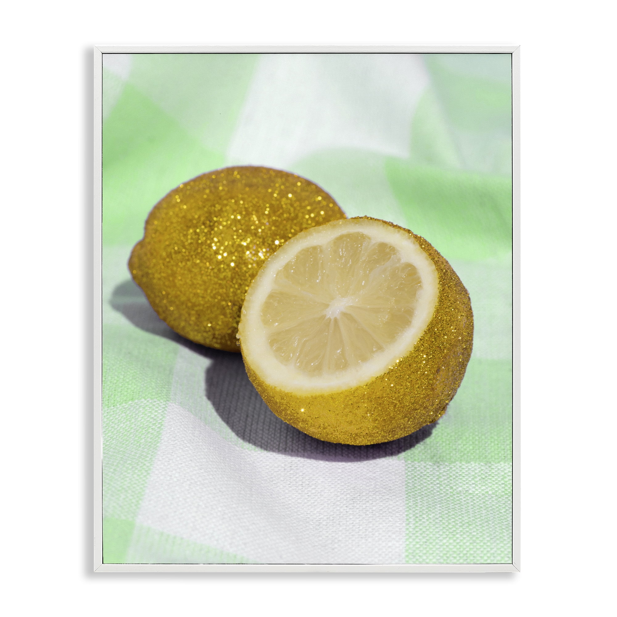 Stupell Industries Glimmer Lemon on Green White Framed Giclee Art, design by LISH Creative