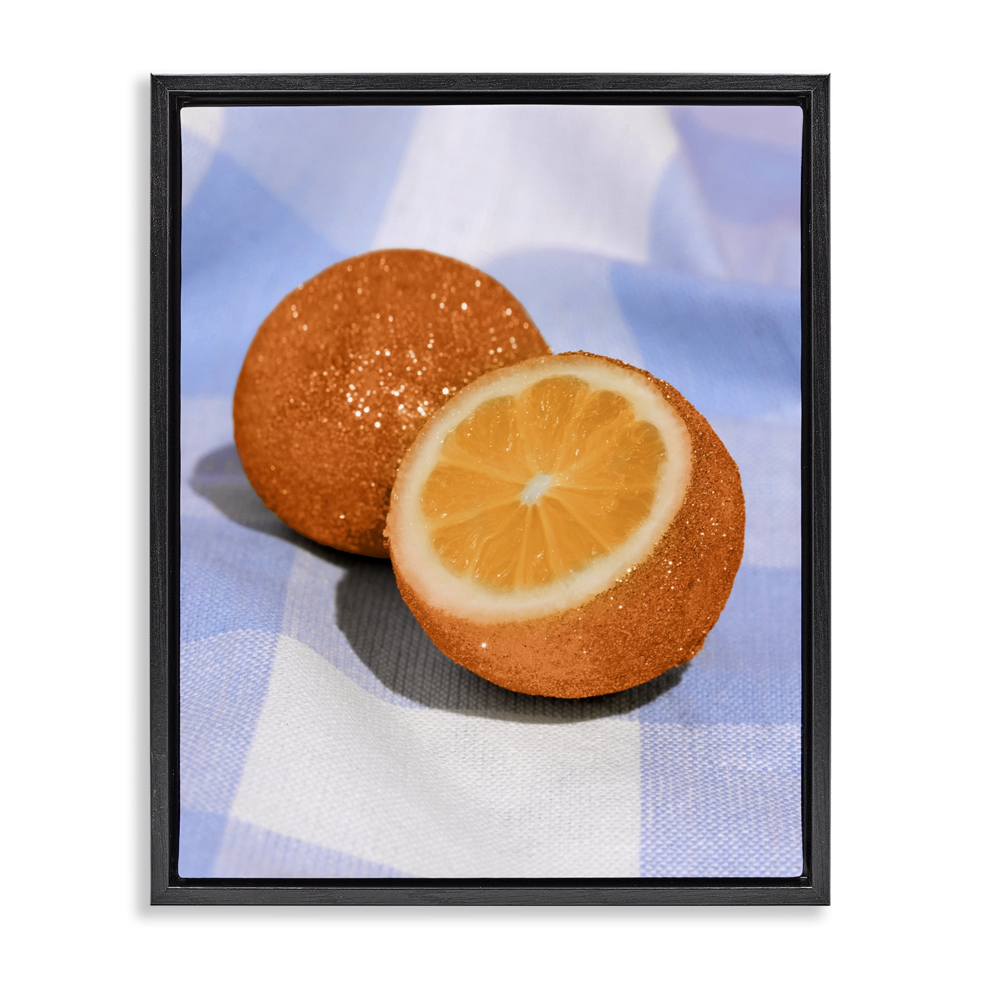 Stupell Industries Glimmer Orange on Blue Black Framed Floater Canvas Wall Art, design by LISH Creative
