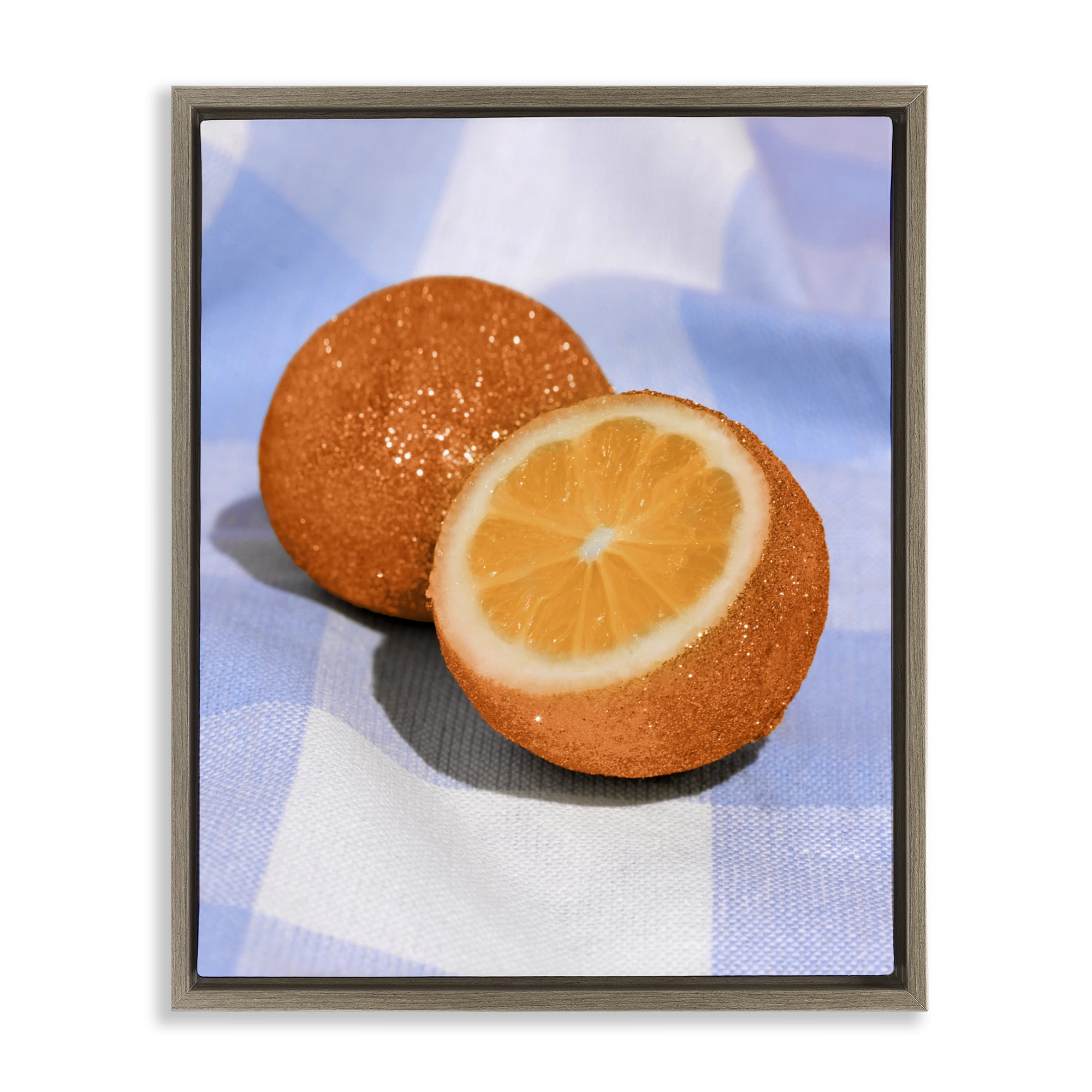 Stupell Industries Glimmer Orange on Blue Brown Framed Floater Canvas Wall Art, design by LISH Creative